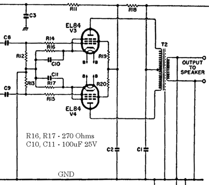 10-watt Mullard Amplifier schematic