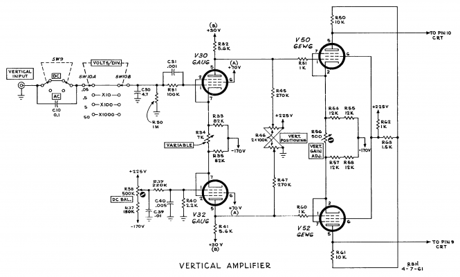 Vertical amplifier of Tektronix 360 oscilloscope